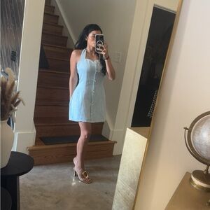 SHEIN Light Blue Halter Mini Dress